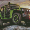 Green Off Roading Car Diamond Painting