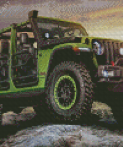 Green Off Roading Car Diamond Painting