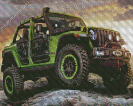 Green Off Roading Car Diamond Painting