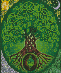 Green Celtic Tree Diamond Painting