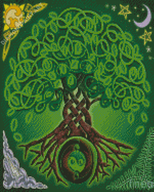 Green Celtic Tree Diamond Painting