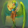 Green Fantasy Bird Diamond Painting