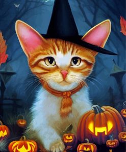 Halloween Cat Witch Art Diamond Painting