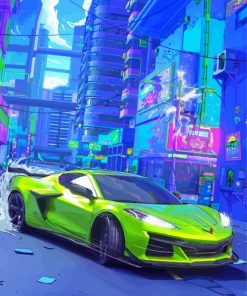 Lime Corvette Z06 Diamond Paintings