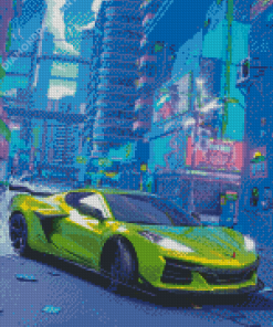 Lime Corvette Z06 Diamond Paintings