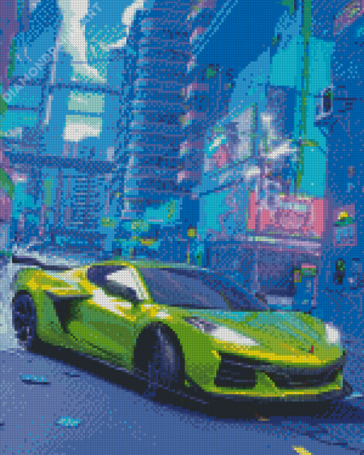 Lime Corvette Z06 Diamond Paintings