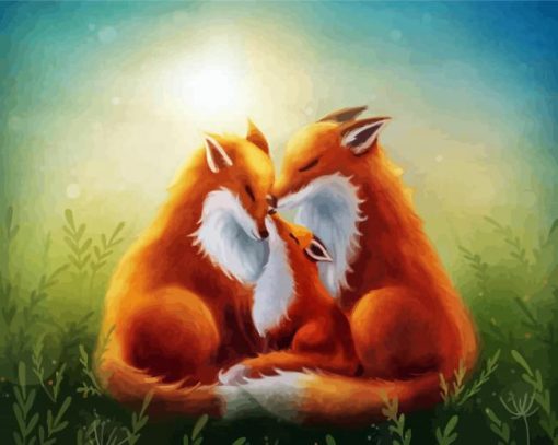 Lovely Fox Family Diamond Painting