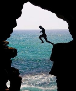 Man Jumping From Hercules Caves Tangier Morocco Diamond Painting