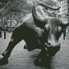 Monochrome Wall Street Bull Diamond Paintings