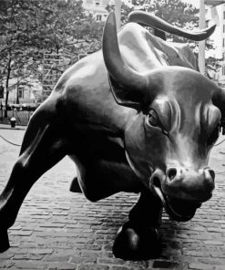 Monochrome Wall Street Bull Diamond Paintings