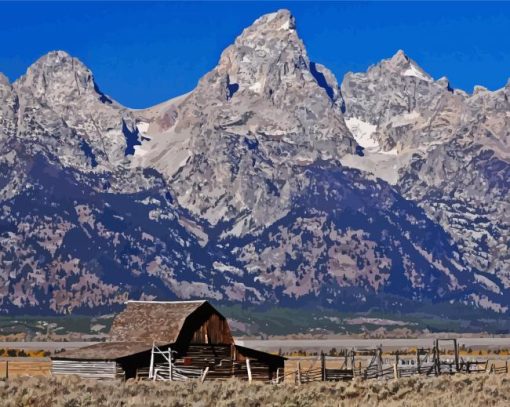 Old Barn In Peaceful Landscape Diamond Paintings