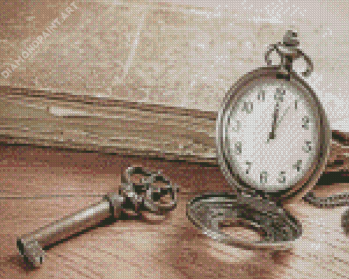 Old Watch And Key Diamond Paintings