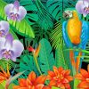 Parrot On Jungle Plants Diamond Painting