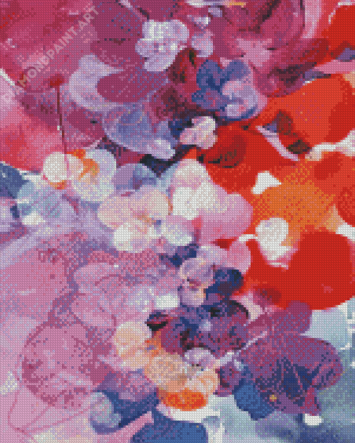 Purple Flowers Abstract Diamond Painting