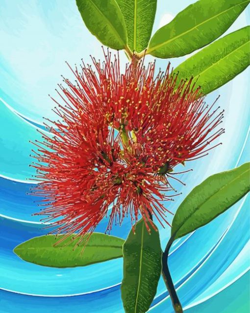 Red Pohutukawa Flower Art Diamond Painting