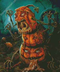 Scary Monster Halloween Pumpkins Diamond Painting