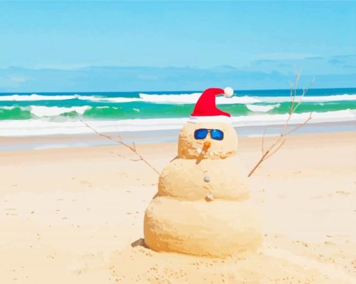 Snowman Christmas Beach Diamond Paintings