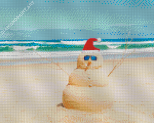 Snowman Christmas Beach Diamond Paintings