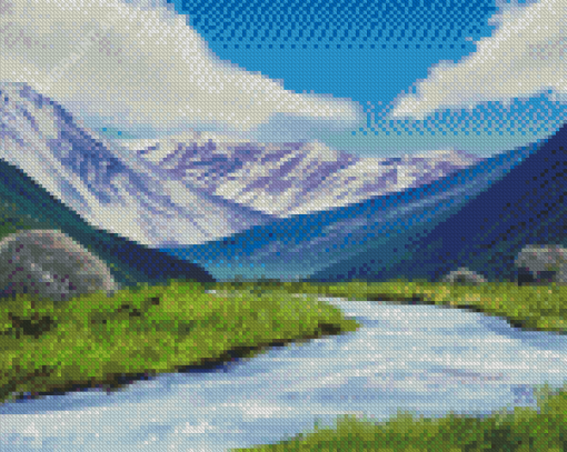 Snowy Mountains River Art Diamond Paintings