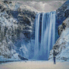 Snowy Winter Waterfall Diamond Painting