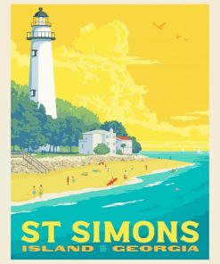 St Simons Island Georgia Poster Art Diamond Paintings