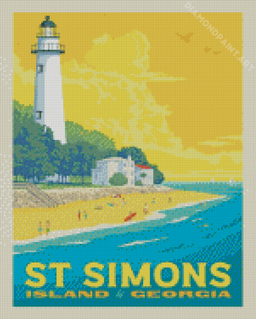 St Simons Island Georgia Poster Art Diamond Paintings