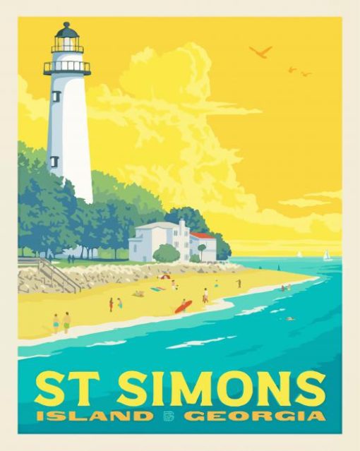 St Simons Island Georgia Poster Art Diamond Paintings