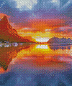 Sunset Midnight Lake Landscape Diamond Paintings