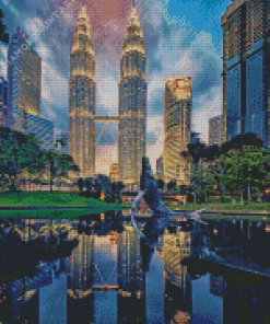 Twin Tower Reflection Diamond Painting