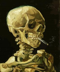 Van Gogh Head Of A Skeleton With A Burning Cigarette Diamond Paintings