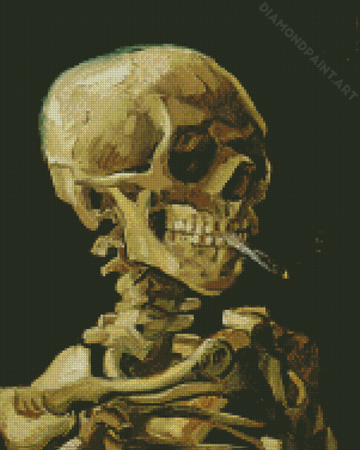 Van Gogh Head Of A Skeleton With A Burning Cigarette Diamond Paintings