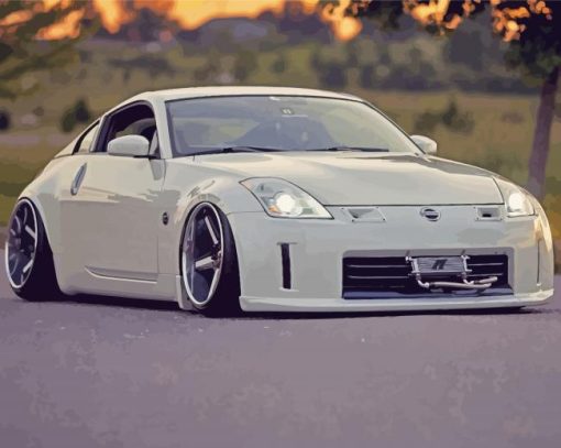 White Nissan 350Z Car Diamond Painting