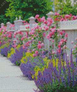 White Picket Fence With Flowers Diamond Painting