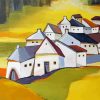 Abstract Houses On The Hill Diamond Paintings