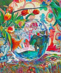 Goldfish Bowl And Flowers Vase Diamond Paintings