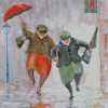 Happy Old Ladies With Umbrellas Diamond Paintings