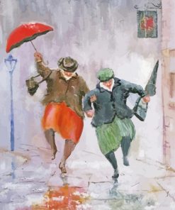 Happy Old Ladies With Umbrellas Diamond Paintings