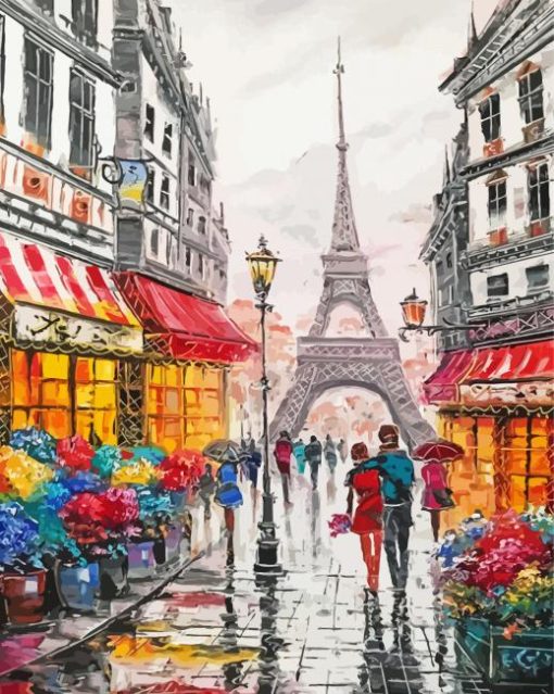 Romantic Evening Walk Paris Diamond Paintings