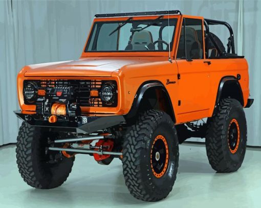 1977 Orange Ford Bronco Diamond Painting