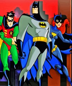 Batman With Catwoman And Robin Cartoon Diamond Painting