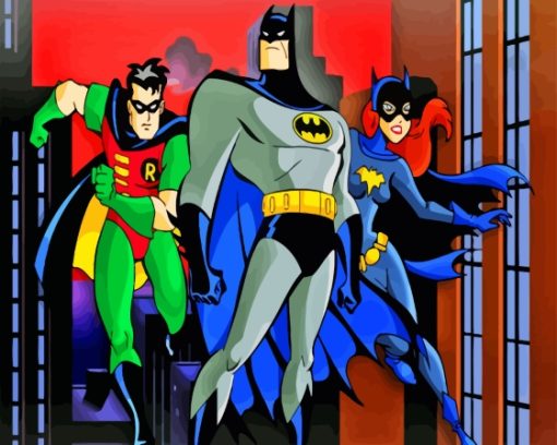 Batman With Catwoman And Robin Cartoon Diamond Painting