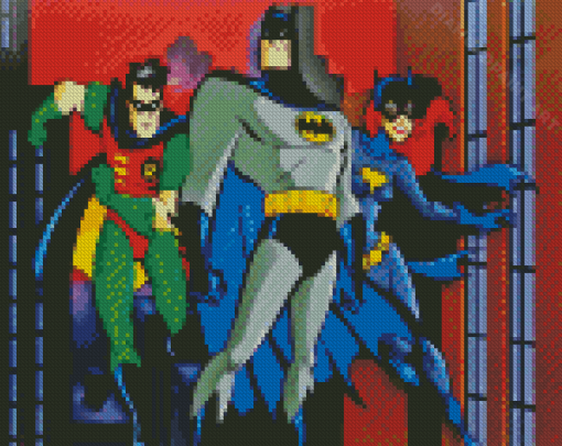 Batman With Catwoman And Robin Cartoon Diamond Painting