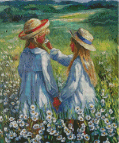 Girls In Meadow Diamond Painting