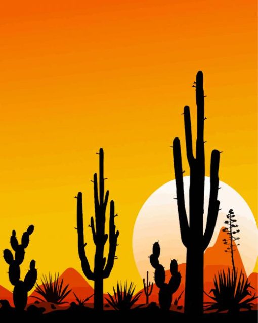 Mexico Desert Sunset Landscape Diamond Painting