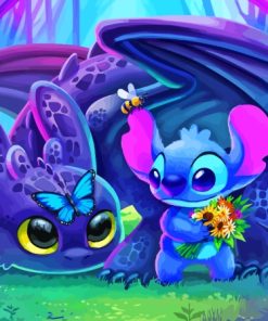 Aesthetic Stitch And Toothless Diamond Painting