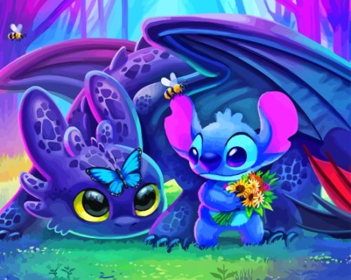 Aesthetic Stitch And Toothless Diamond Painting