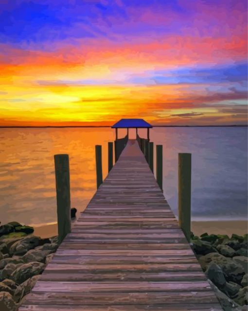 Cool Pier Sunset Diamond Painting