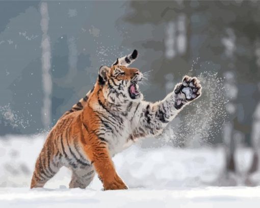 Tiger In The Snow Diamond Painting