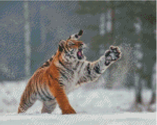 Tiger In The Snow Diamond Painting