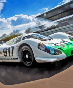 White 917 Porsche Car Diamond Painting